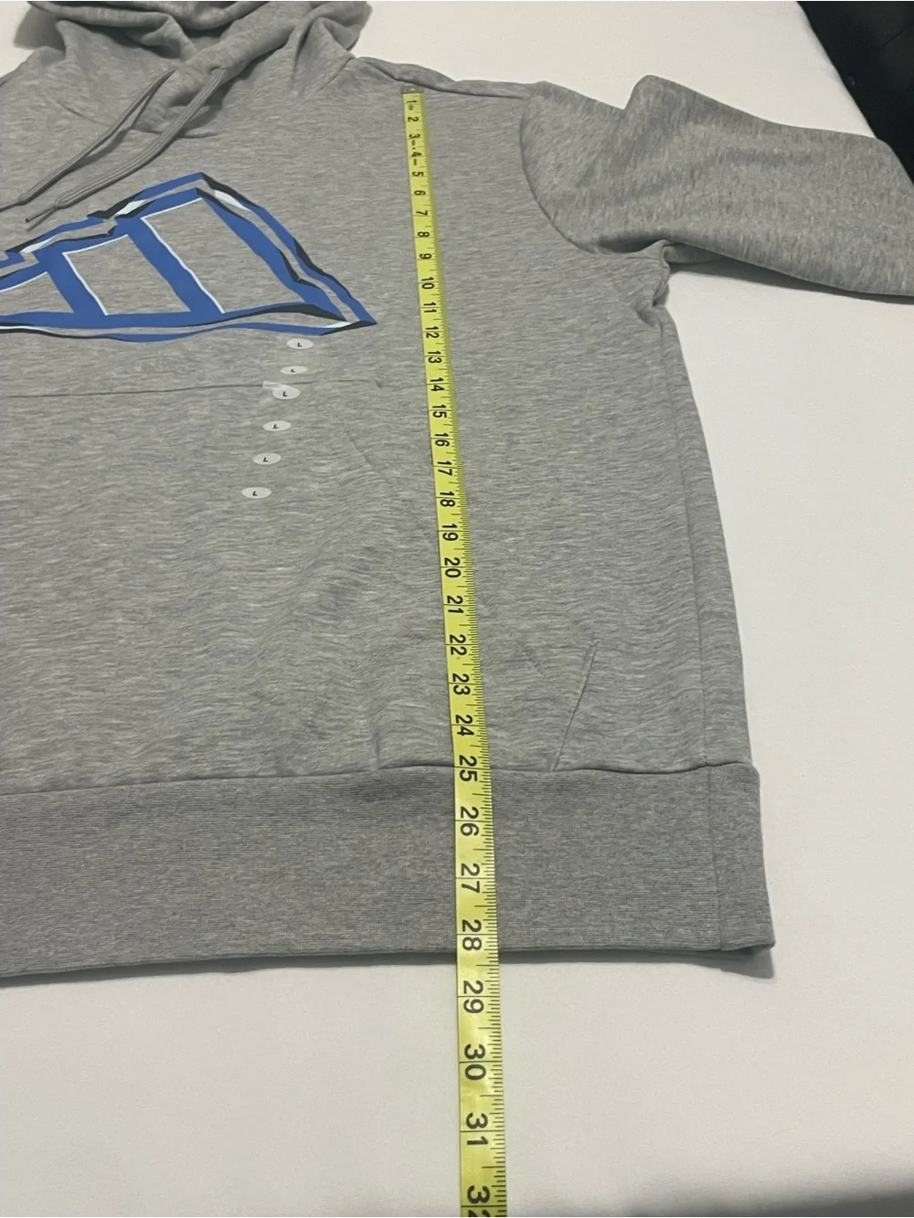NWT adidas Gray Hoodie with Blue Logo Graphic pullover